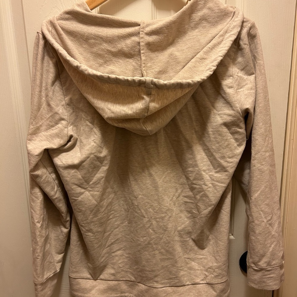 Michael Kors Tan Asymmetrical Hooded Shirt Sz L - Picture 5 of 10